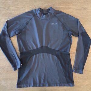 FALKE Performance Warm Base Layer Top-Dark Grey & Black-Size Large